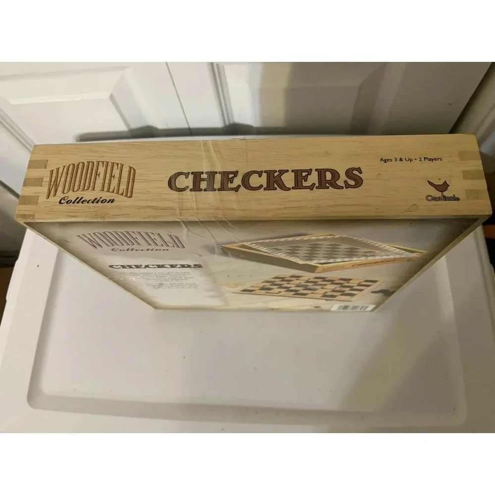 New Wood Checkers Set-Cardinal Industries 2002-‎ Woodfield Collection-Board Game